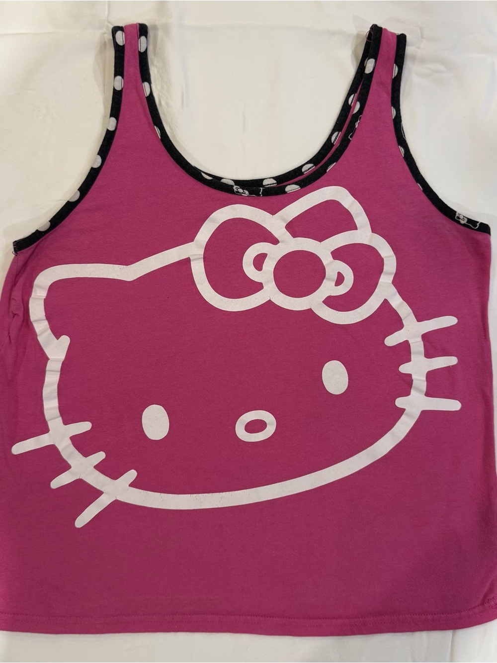 Hello Kitty Hot Pink Tank with Black Polka-Dot Trim